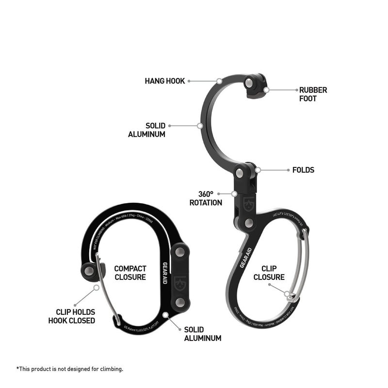 GEAR AID HEROCLIP Carabiner Gear Clip and Hook (Medium) for Camping, Backpack, and Garage Organization, Nav Green, 1 Pack - Image 3